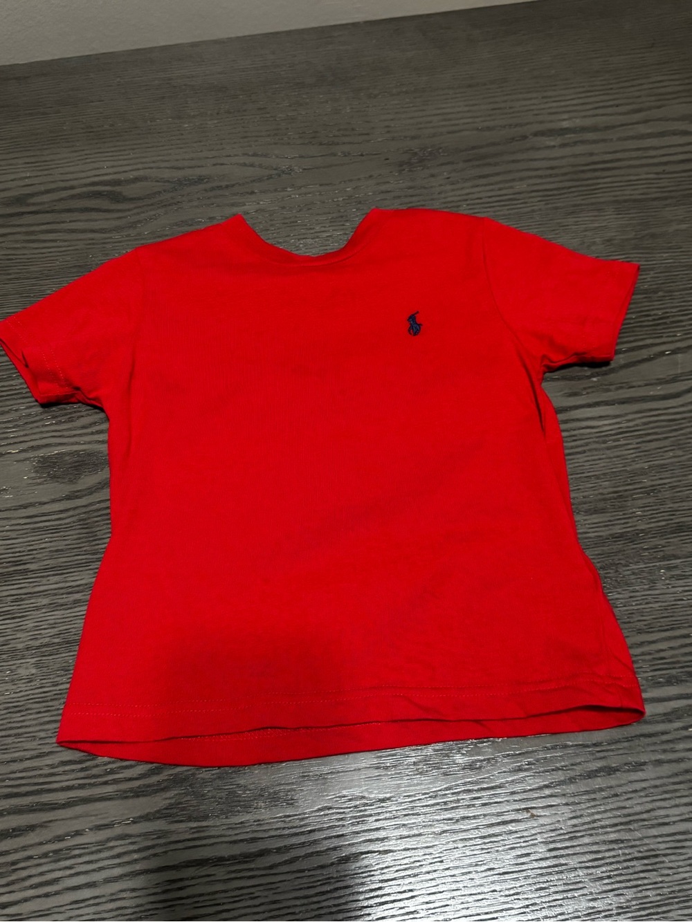 Ralph Lauren Red Short Sleeve Kids Tee with Navy Polo Pony